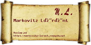 Markovitz Lóránt névjegykártya