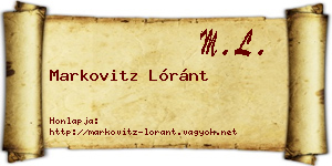Markovitz Lóránt névjegykártya